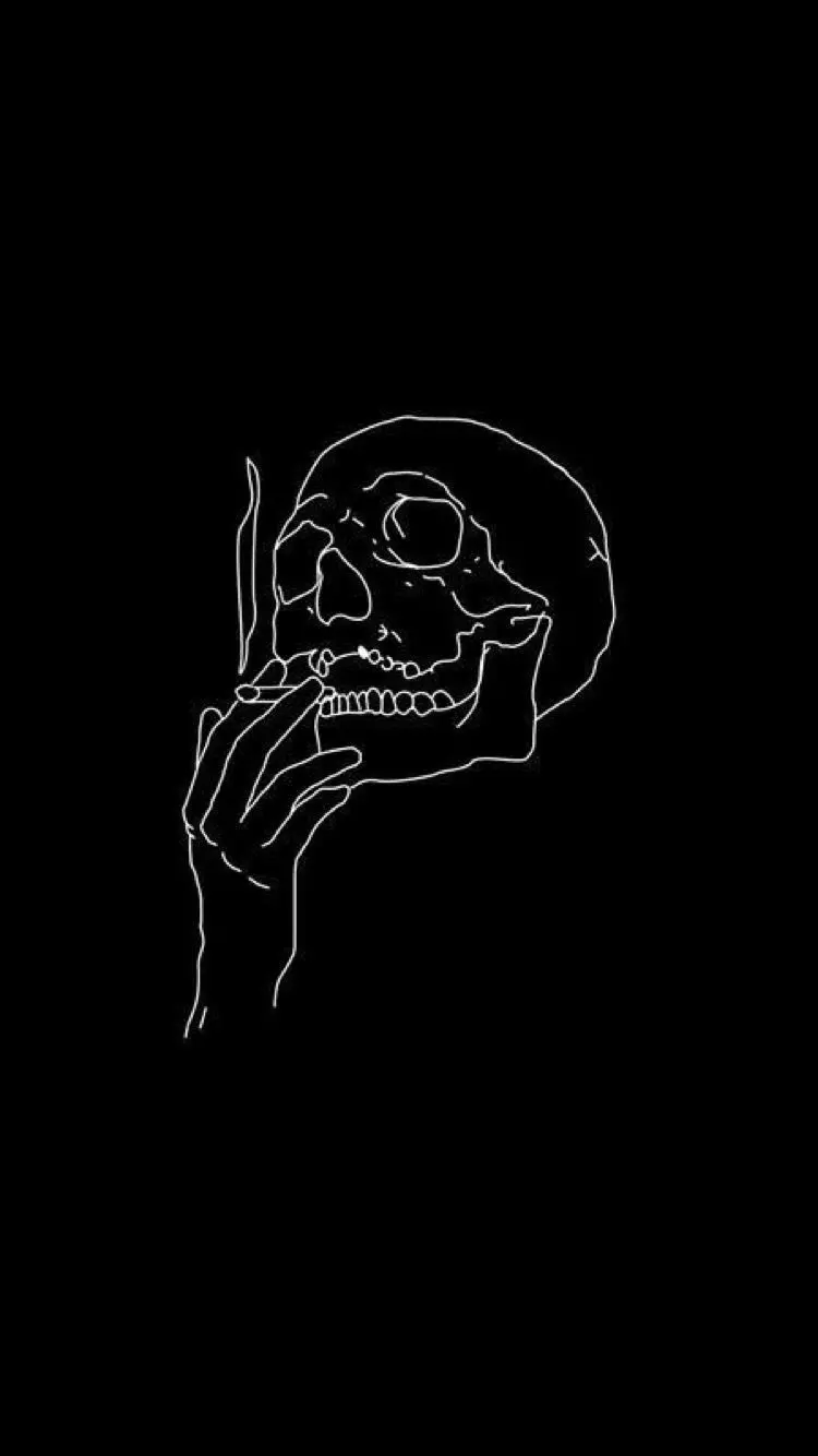 Black Background for Smoking Skull Skeleton Mobile Wallpaper