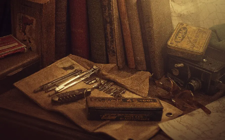 Image in an old workshop with old tools
