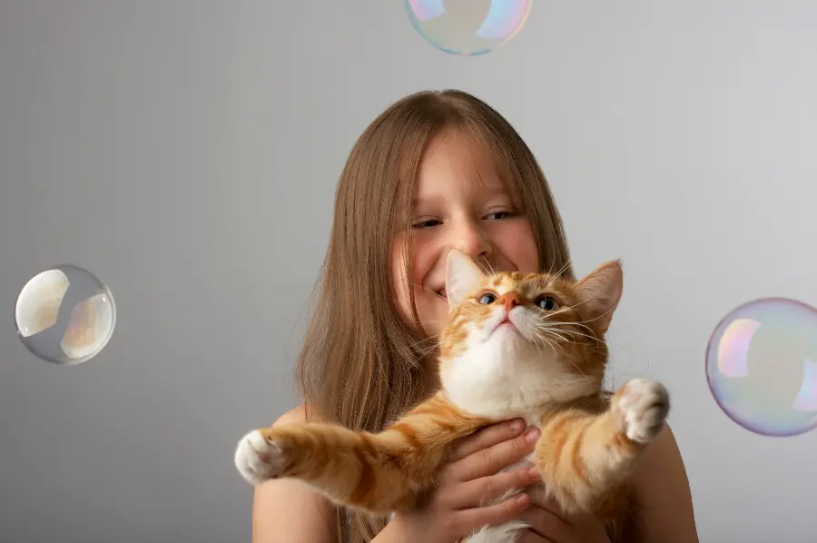 Wallpaper for desktop with a cat playing