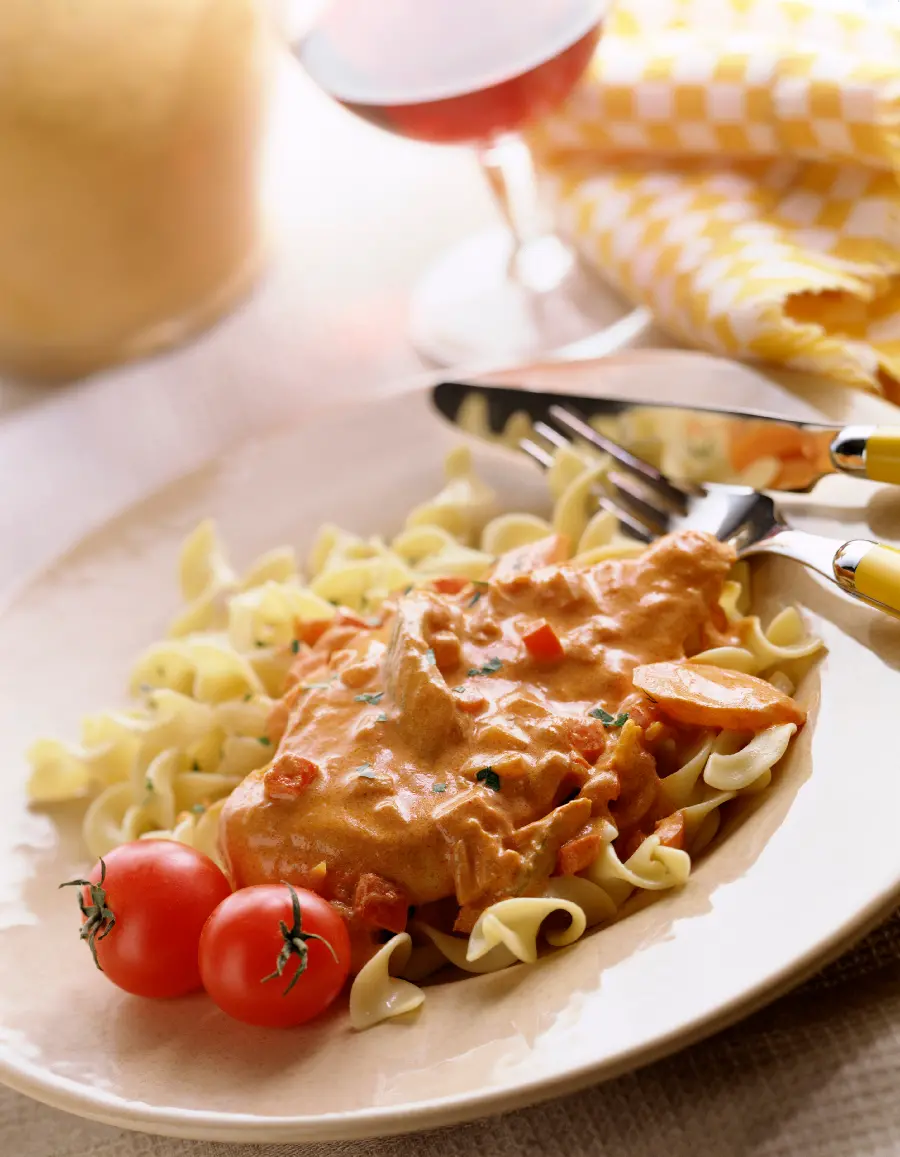 Chicken Stroganoff background for use in restaurant menus