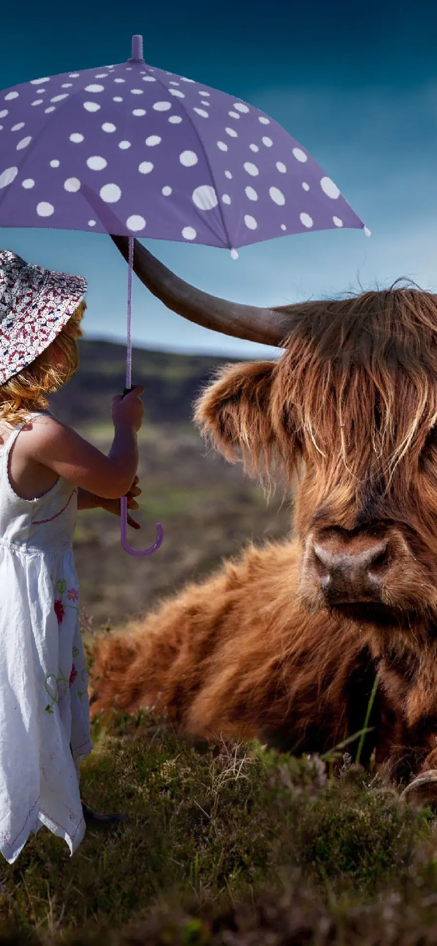 Cute cow and girl wallpaper for Samsung and iPhone