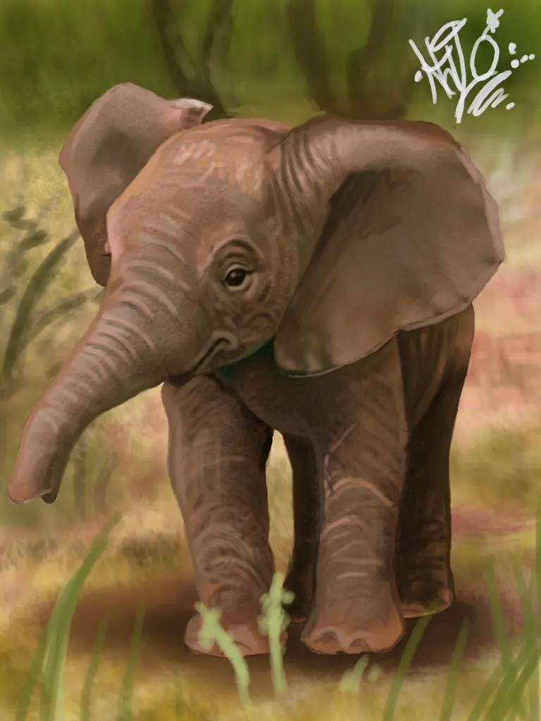 3D image of a baby elephant