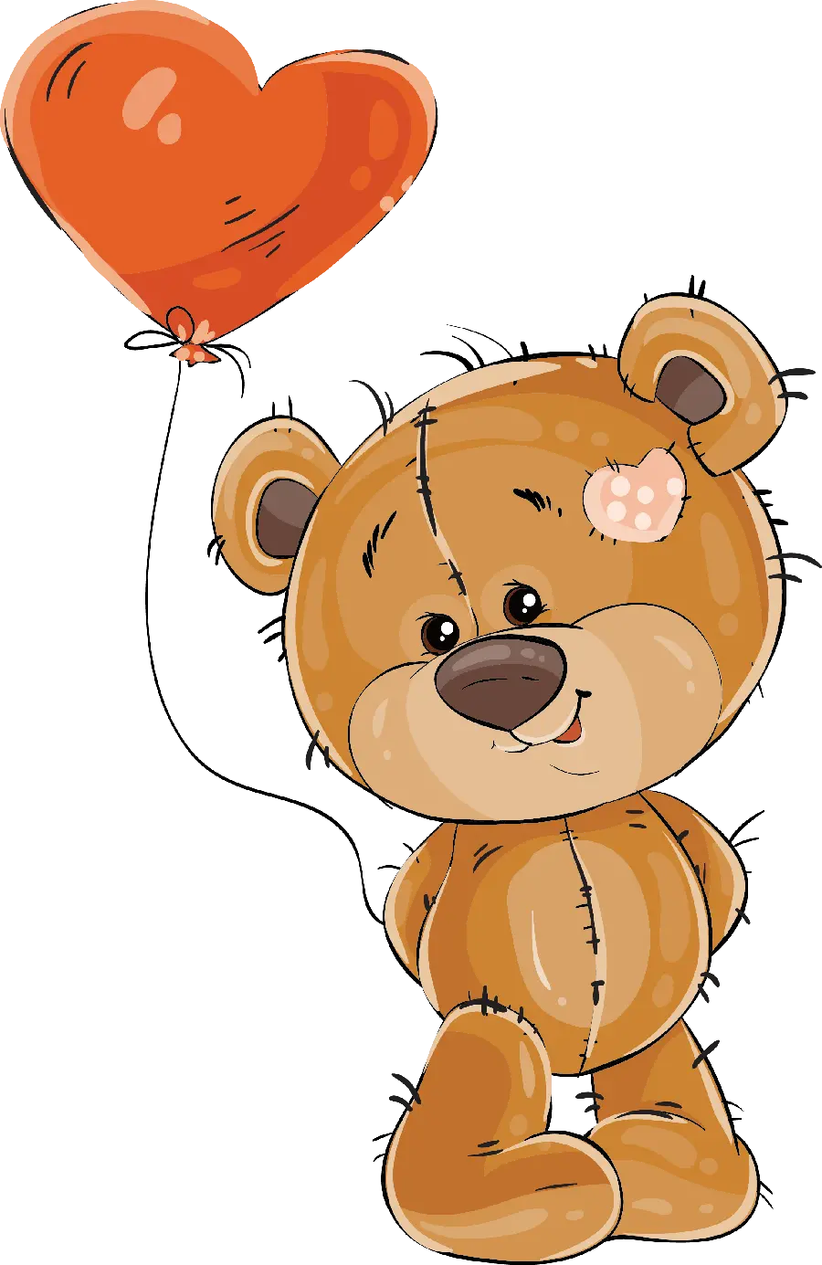 Stylish and cool profile picture of a bear with a heart balloon PNG for birthday