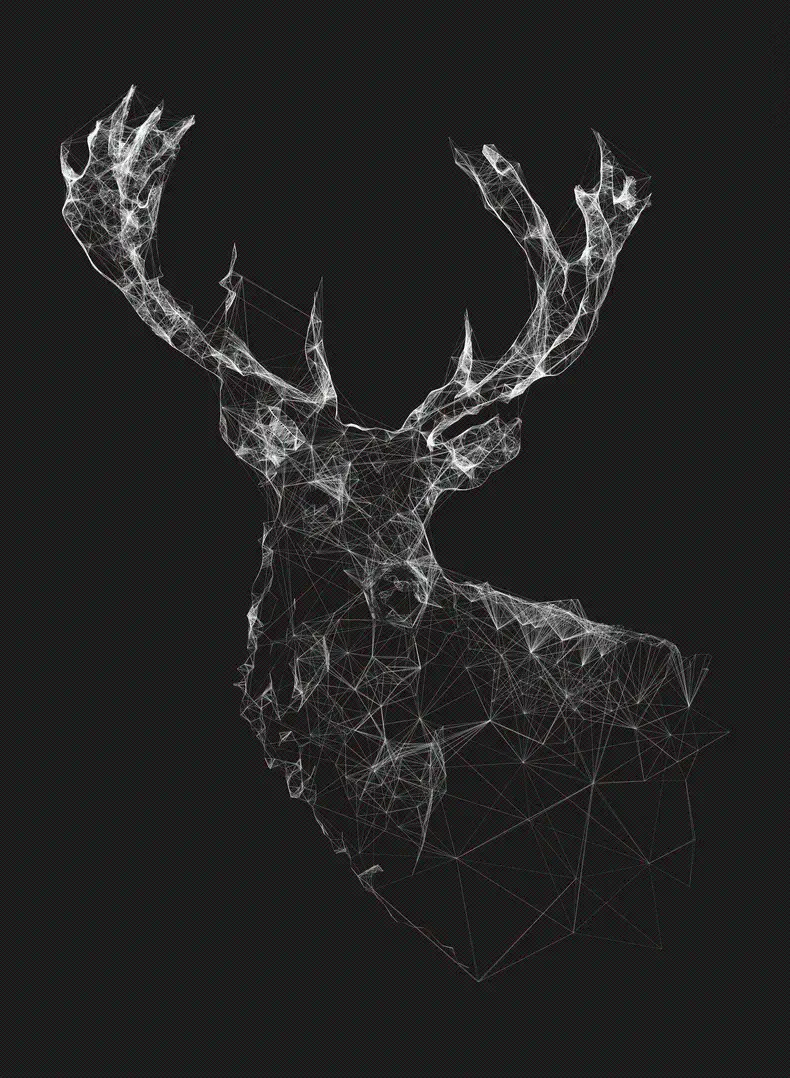 Hologram Photo of Deer on Black Background for Mobile Wallpaper