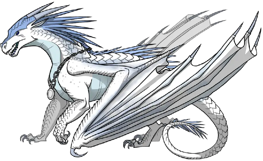 Dark drawing of a white winged dragon