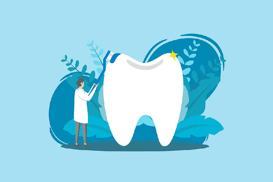 Fantasy photo of a tooth and a dentist for posts and stories