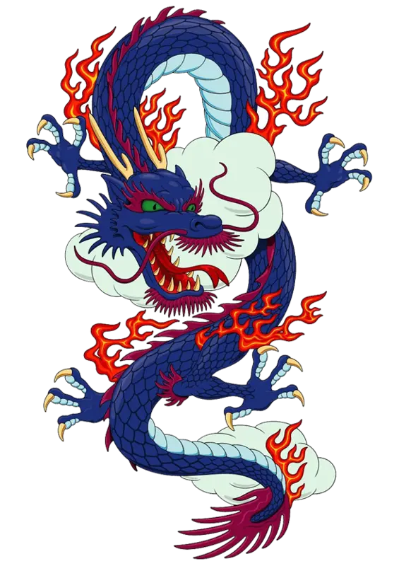 Drawing of a legendary dragon in the form of a snake