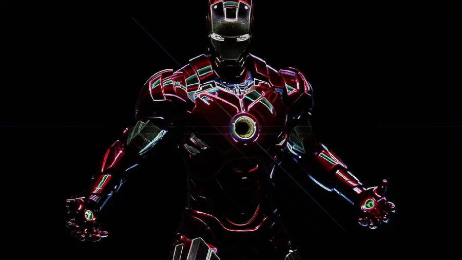 Wallpaper with a dark theme and background of Iron Man 2024 for desktop 