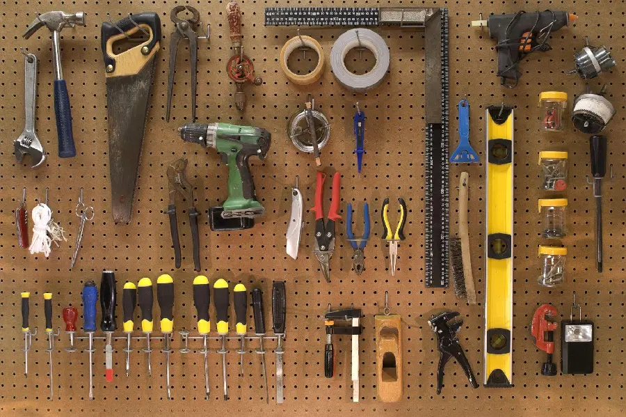 Picture of a tool board in a workshop