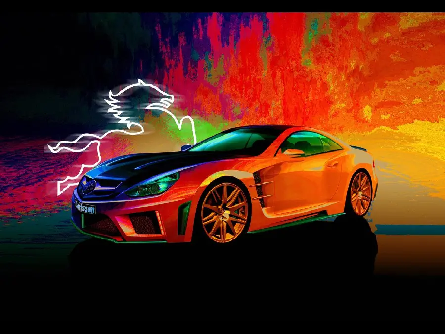 Cool and Colorful Car Wallpaper for Poster Printing in Teen Room