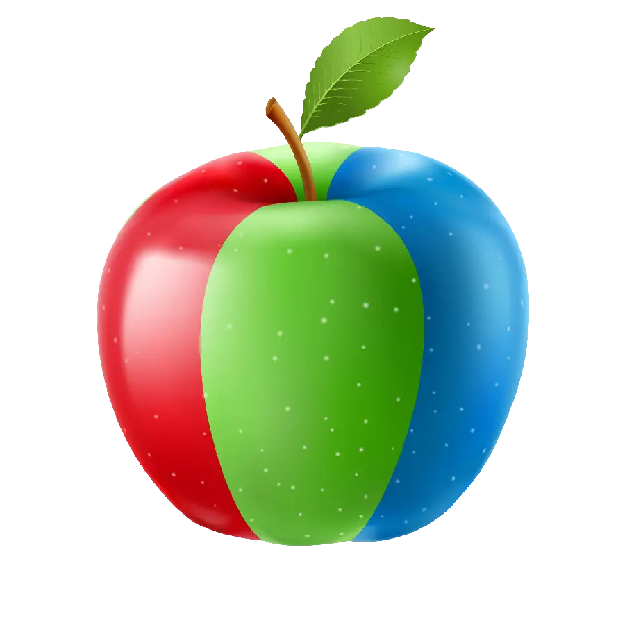 Download high quality colorful blue red green PNG single apple photo