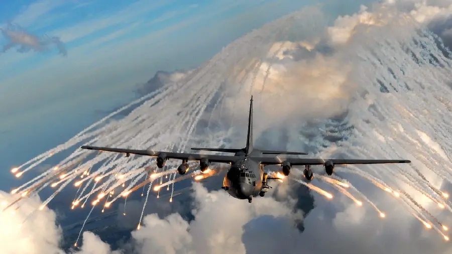 Amazing background of the Hercules C 130 aircraft
