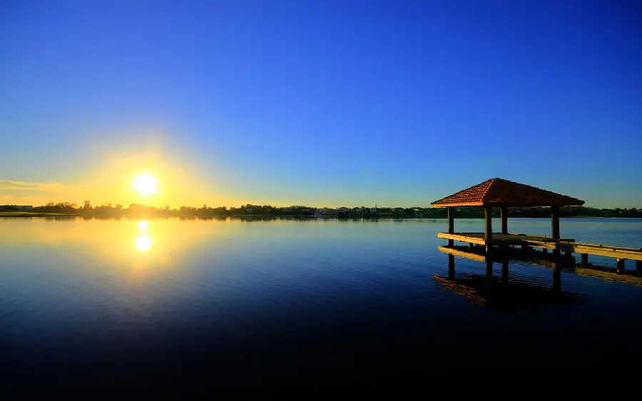 Australian lake and sunset background