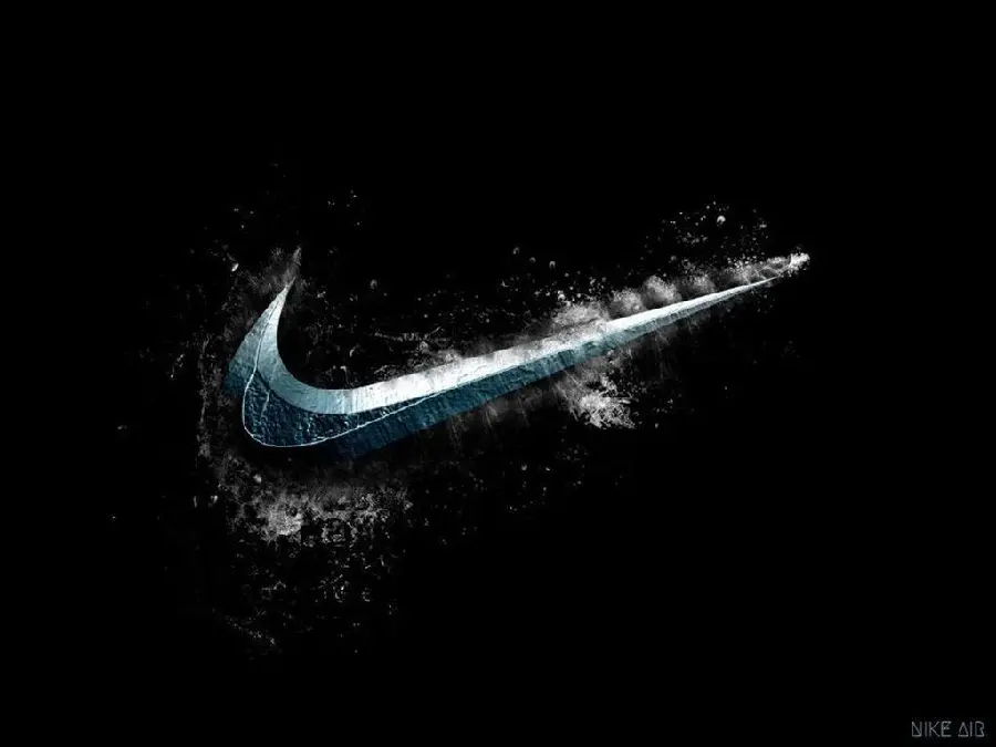 Nike Metal Logo Photo on Black Background for Free Download