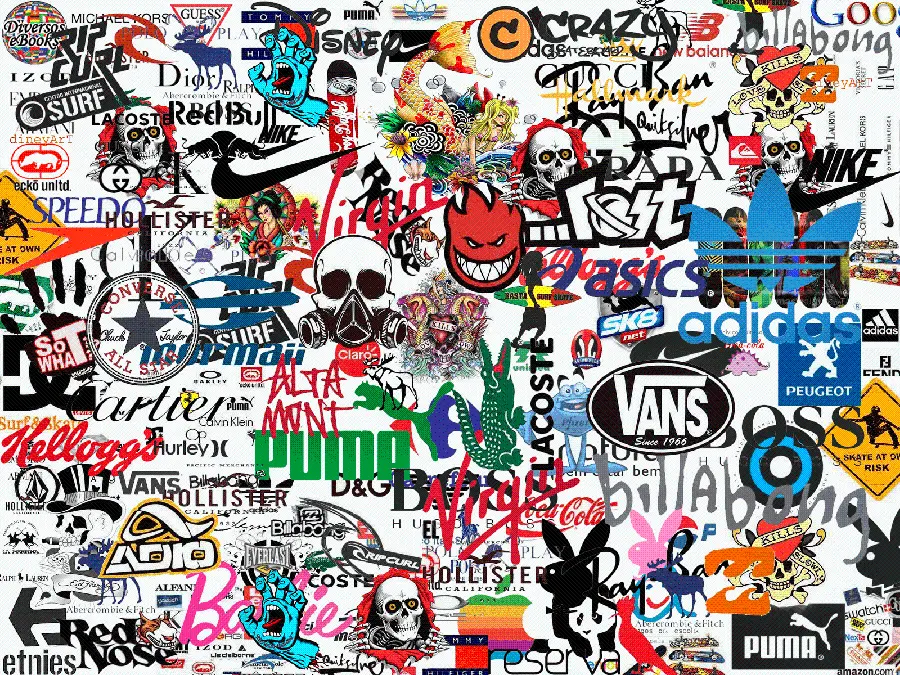 Best Quality Stock Photo of Graffiti Art of Various Logos
