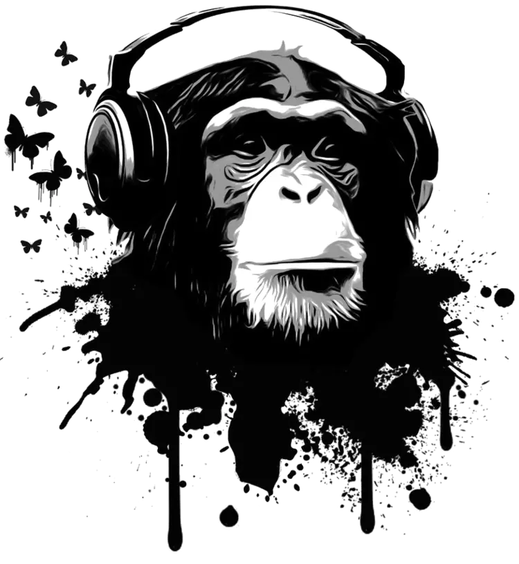 Digital chimpanzee png image for printing on paper and t-shirts
