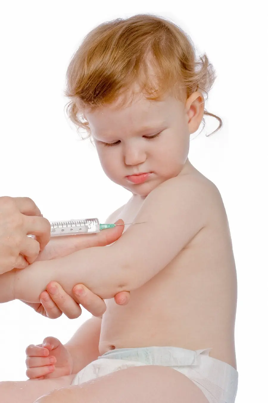 Photo of a doctor giving an injection and vaccinating a child and a newborn
