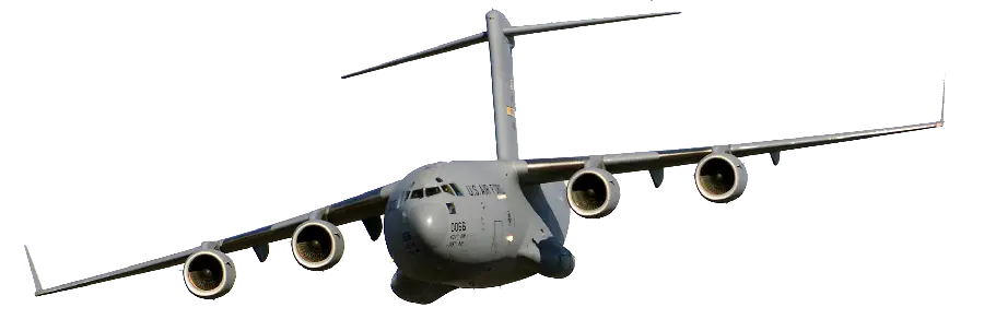 Photo of a large military cargo plane without background