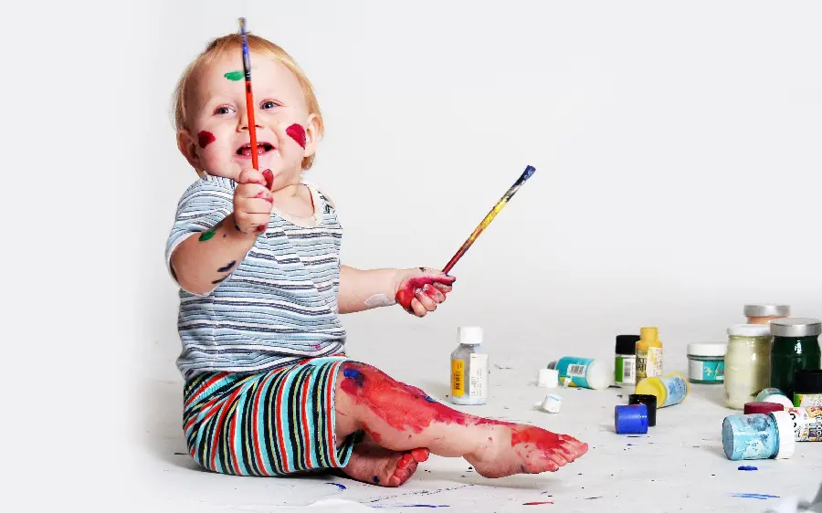 Painter Girl Drawing Realistic Colors