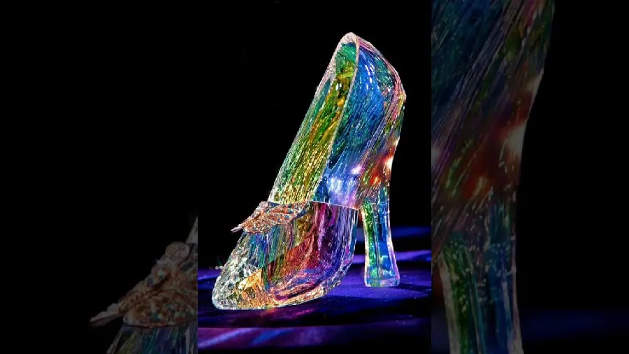 3D Image with Black Background of Cinderella's Glass Shoe