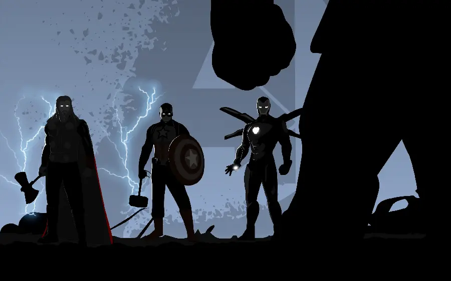 Black and creepy wallpaper of Iron Man and Thanos