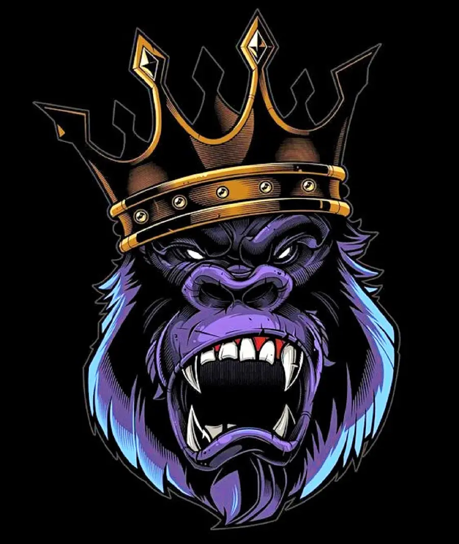 Picture of the King of Gorillas with the famous crown for wallpaper