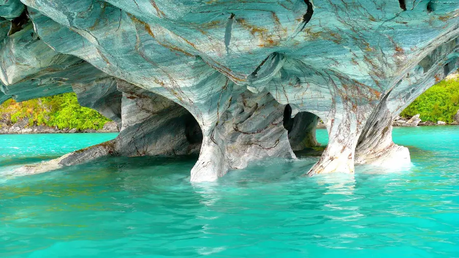 Natural cave lake clear water image