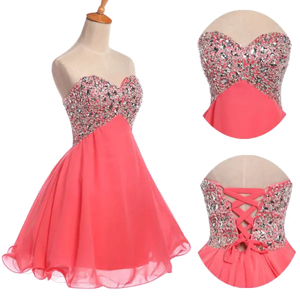 Short pink dress for evening parties and special occasions