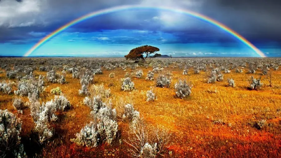 Free download photo of the Australian landscape with a curved rainbow