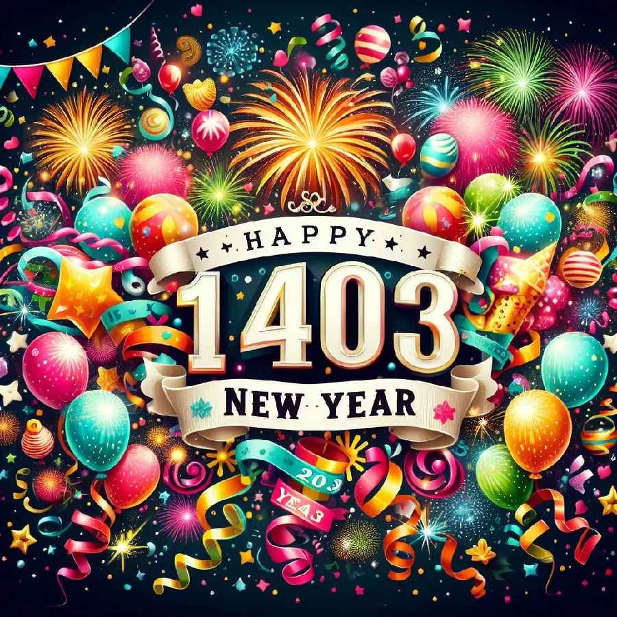 Congratulations on Nowruz and the year 1403 with foreign text and writing
