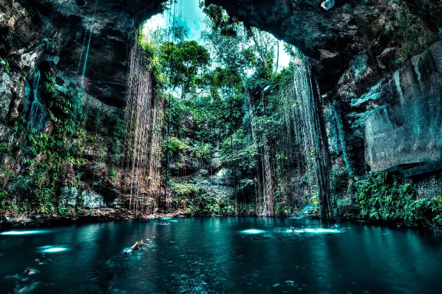 Amazing image of water and small lakes in natural caves