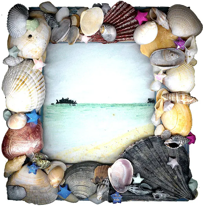 Ready-made frame for writing seashell design text