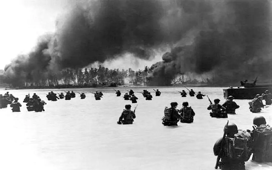 Real photo of infantry in World War II