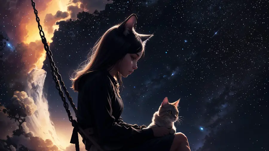 Profile photo of a teenage girl and a cute anime cat