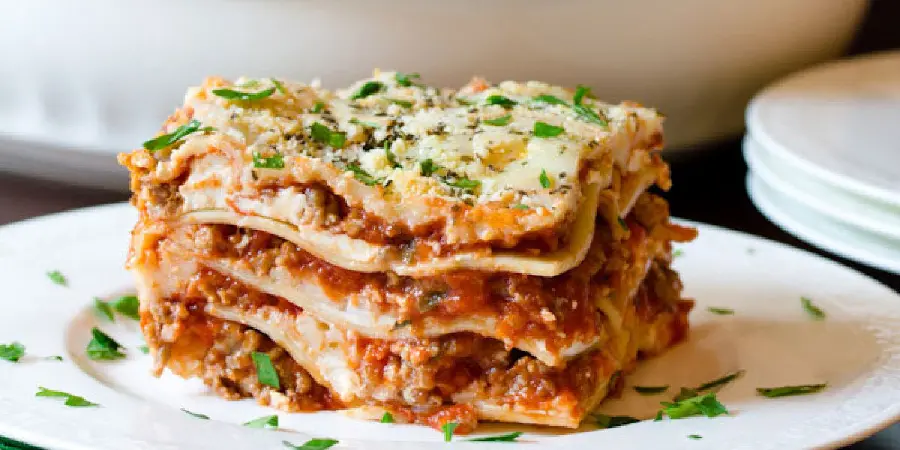 High quality photo of lasagna, a special dish of Italians