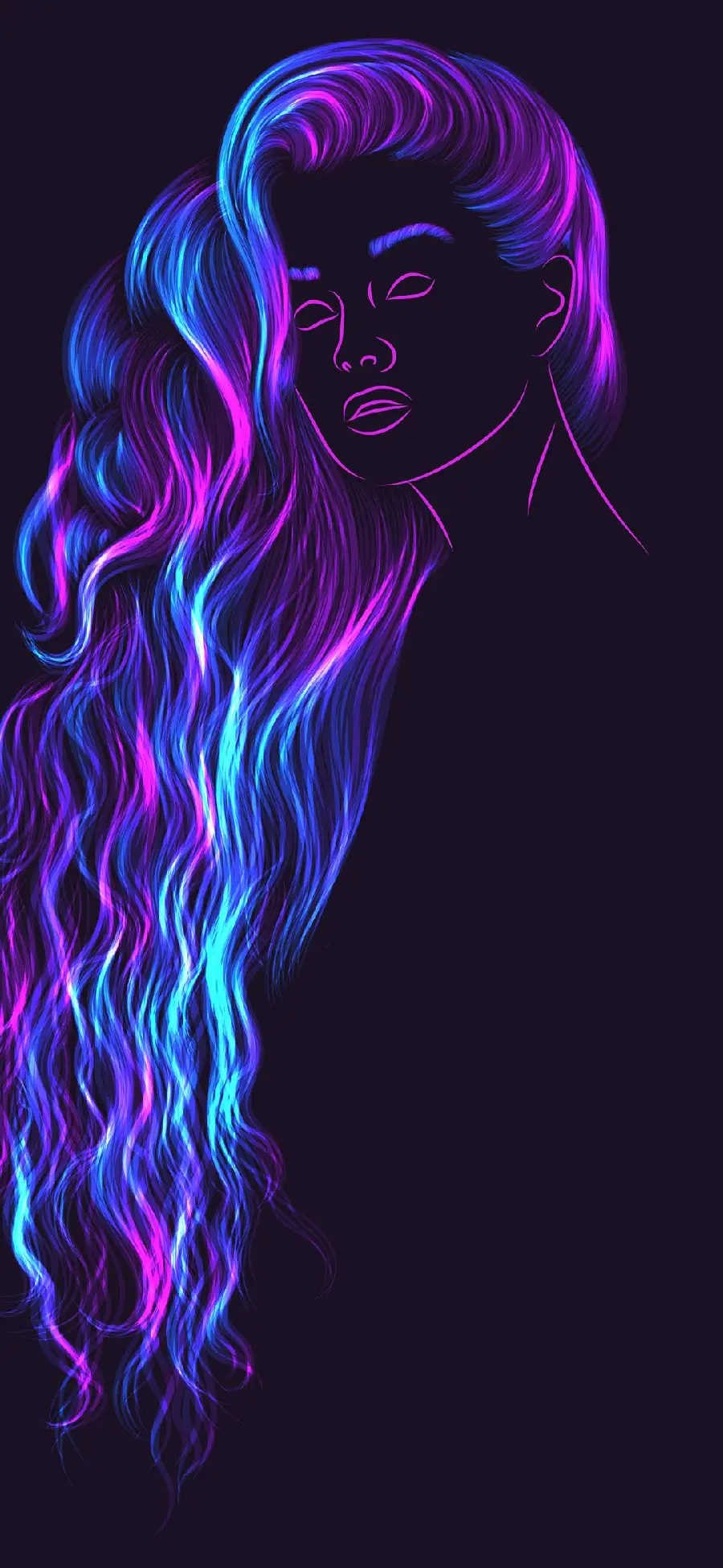 Girly wallpaper in the form of light on a black background for iPhone and Samsung