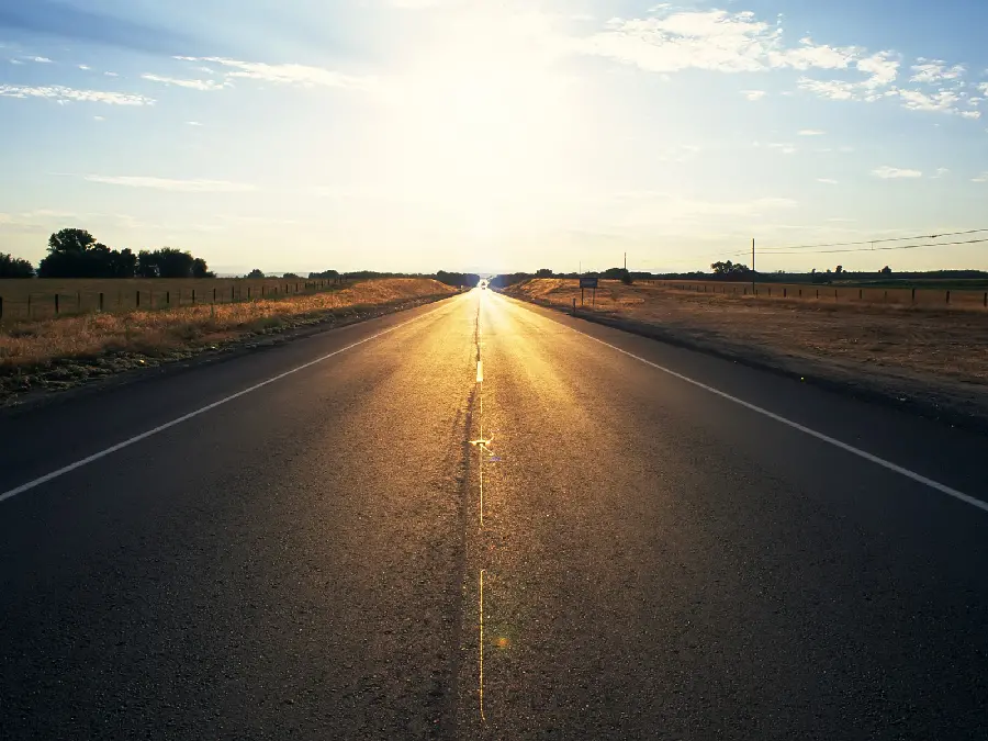 Sunset and road photo