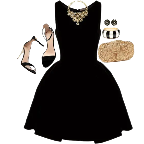Png image of a black evening dress and ball gown set