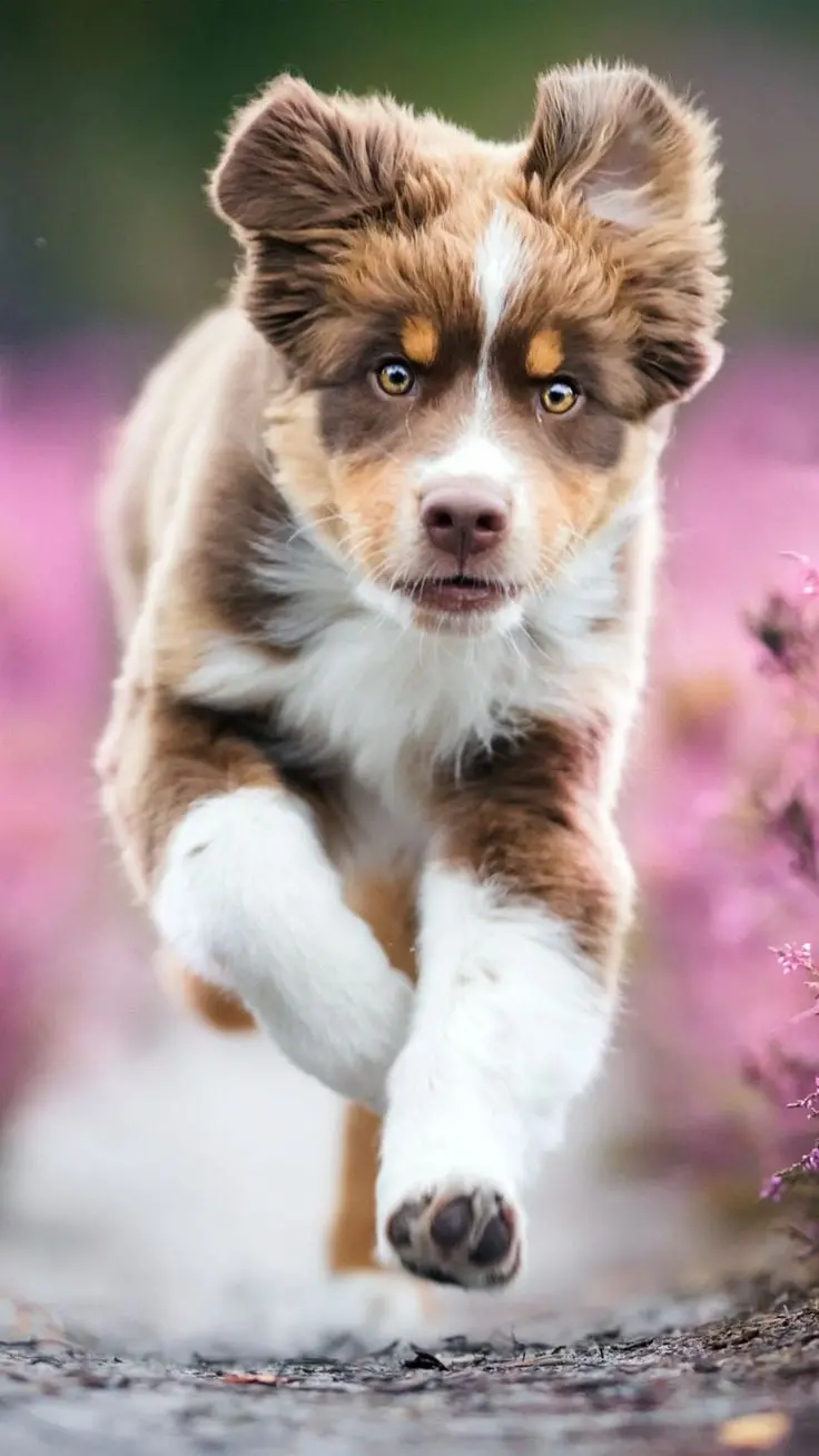 Australian Shepherd Dog Playing and Running Photo