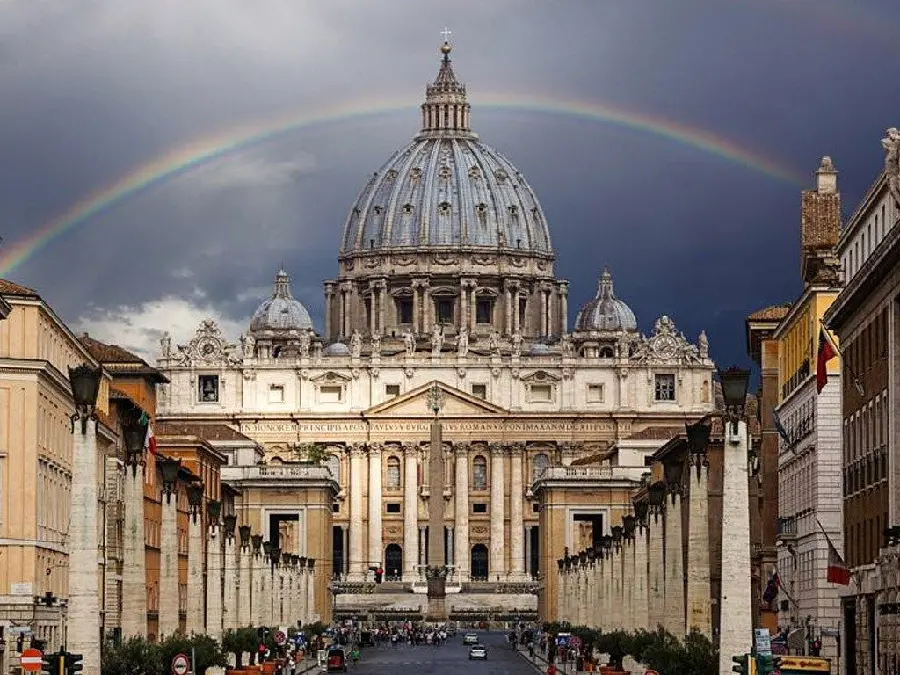 Rainbow and Vatican City Cathedral Picture