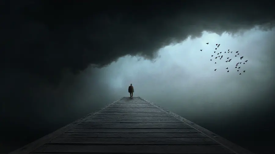 Profile photo of a lonely boy and dark and black clouds
