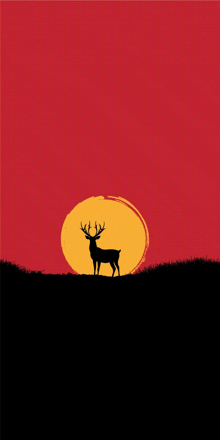 Download Mobile Wallpaper of Sunset and Big Horned Deer