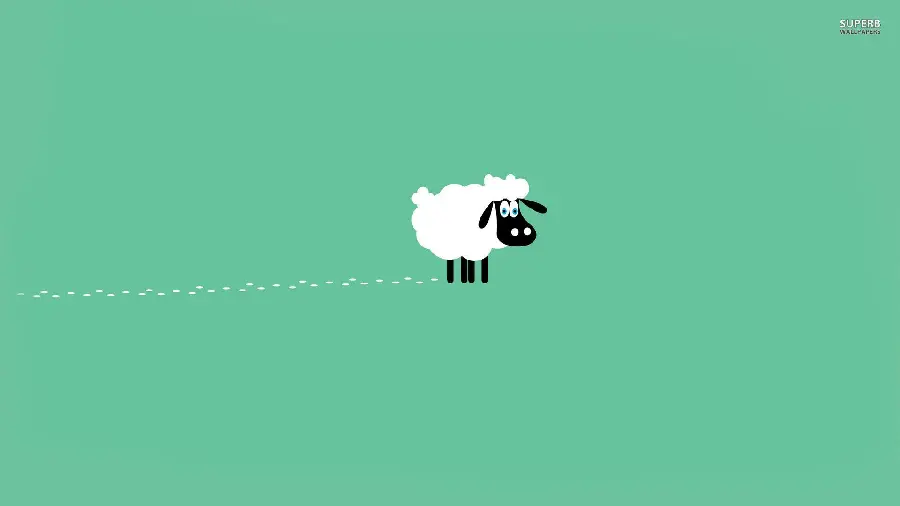Sheep Painting Wallpaper on Green Background