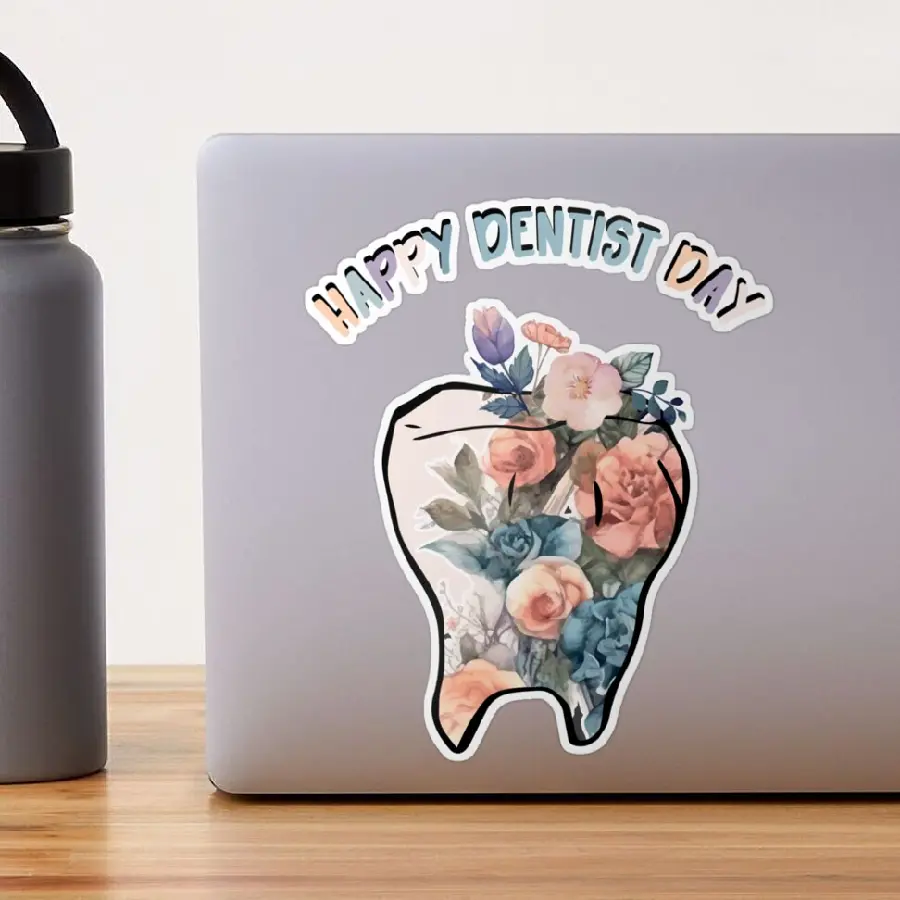 Fantasy tooth sticker with a design for congratulating the World Dentist Day