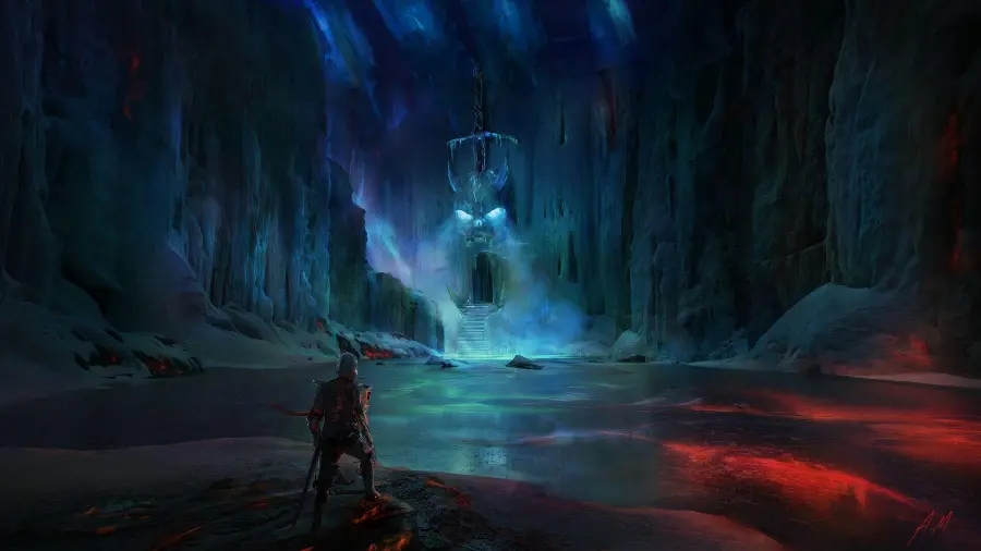 Download 3D photo of the scary cave lake