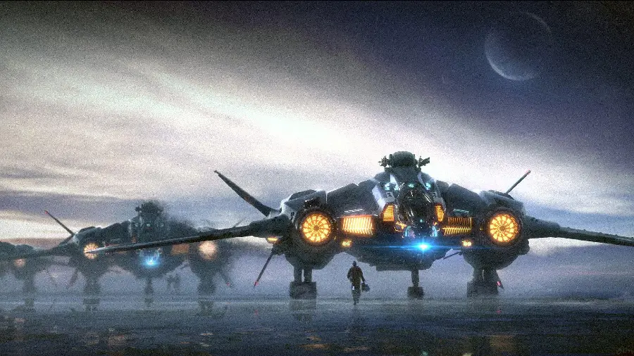 Fantasy Wallpaper of Large Airplanes and Fighters for Aerospace