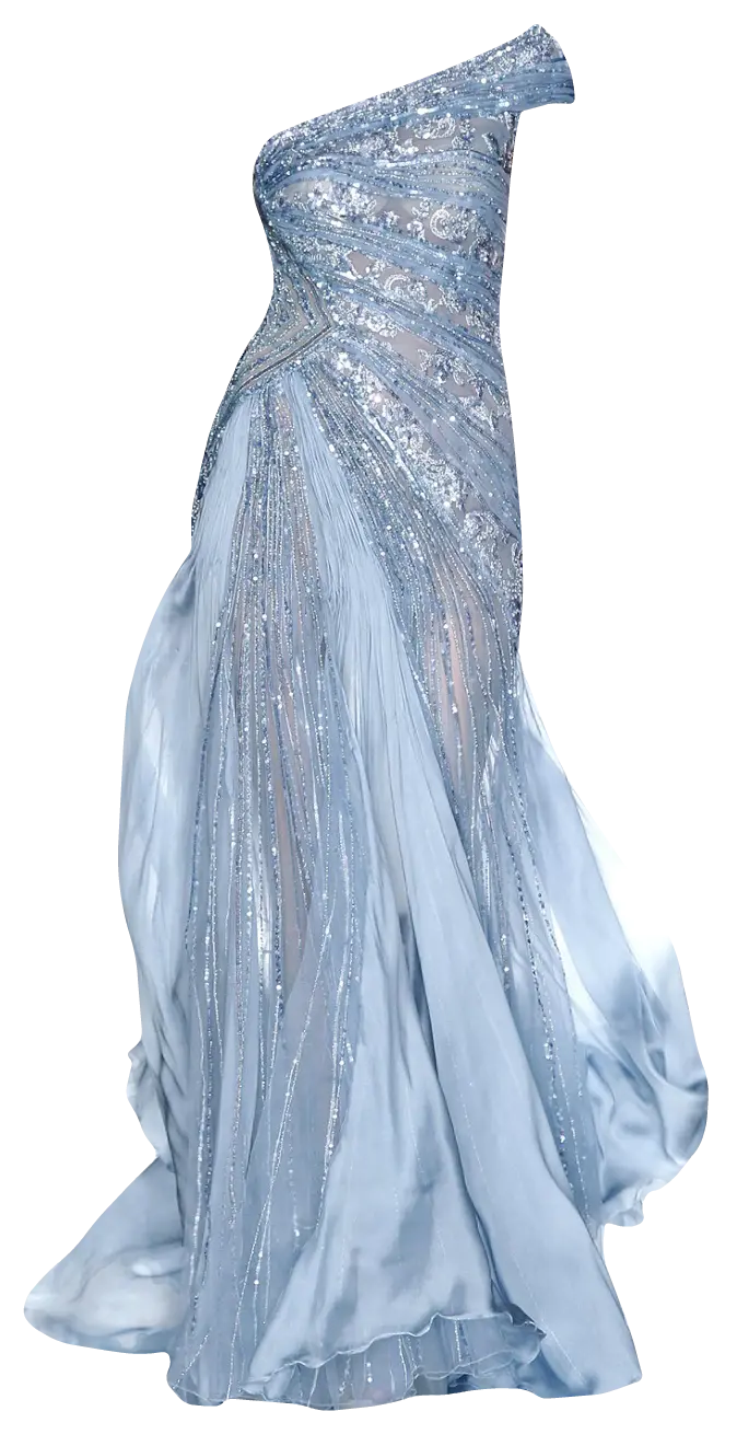Luxury long evening dress silver set