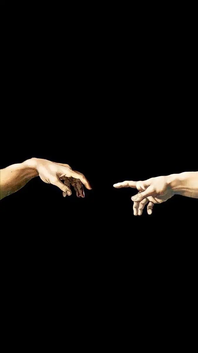 Michelangelo's Hands Photo on Black Background