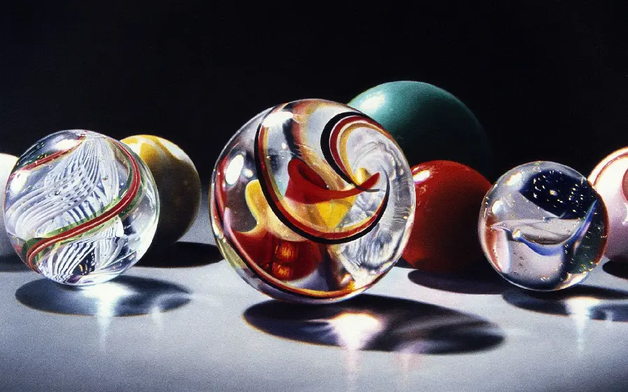 High quality photo with black background of glass marbles