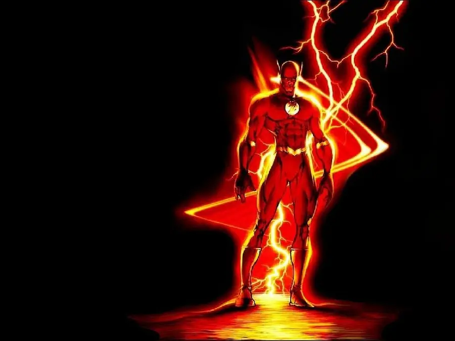 Background photo from the Flash CD comic, a man with the power of lightning